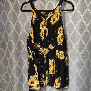 Torrid Black and Yellow Sunflower Tank Top